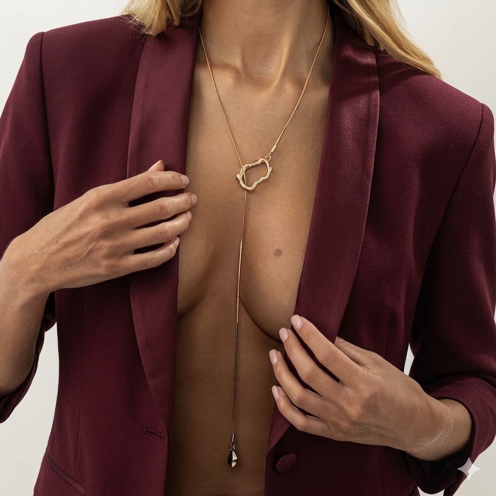 Gold Drop Lariat Necklace - Elegant Women’s Jewelry